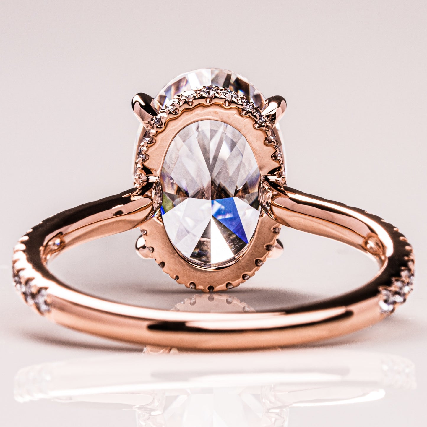 2.9 CT Oval Pave Moissanite Engagement Ring