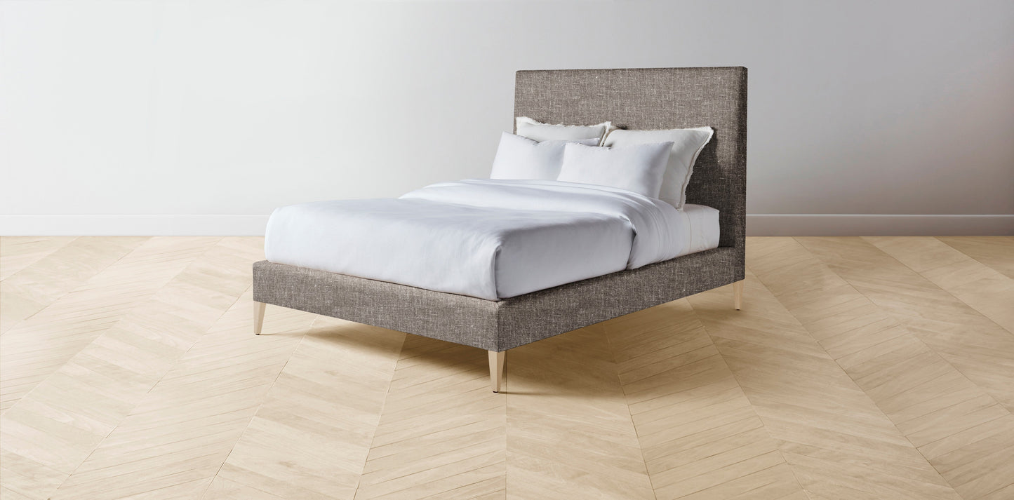The Essex - Belgian Linen Carob Bed - 60" Headboard - Upholstered on reverse