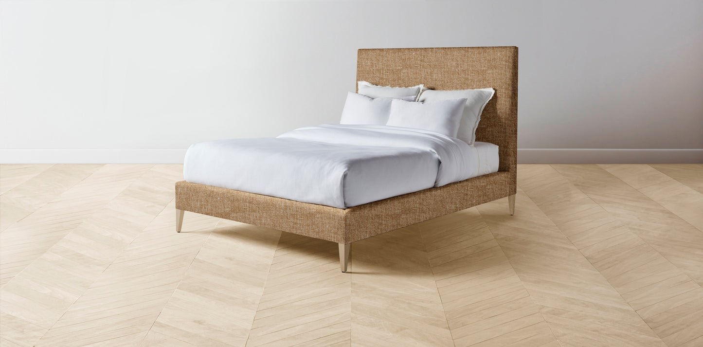 The Essex - Belgian Linen Chai Bed - 56" Headboard - Muslin on reverse