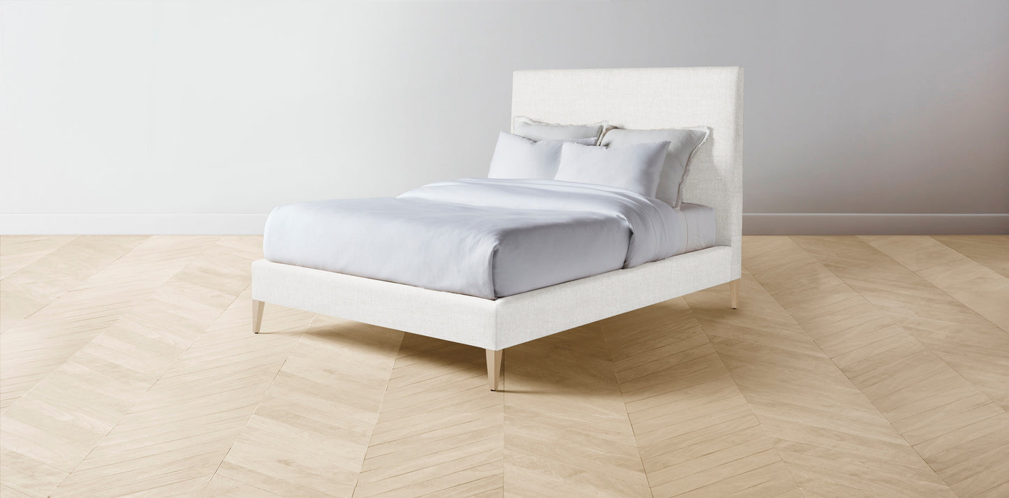 The Essex - Belgian Linen Egret Bed - 50" Headboard - Upholstered on reverse