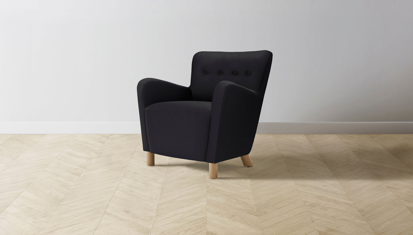 The Perry - Pebbled Leather Ink Chair