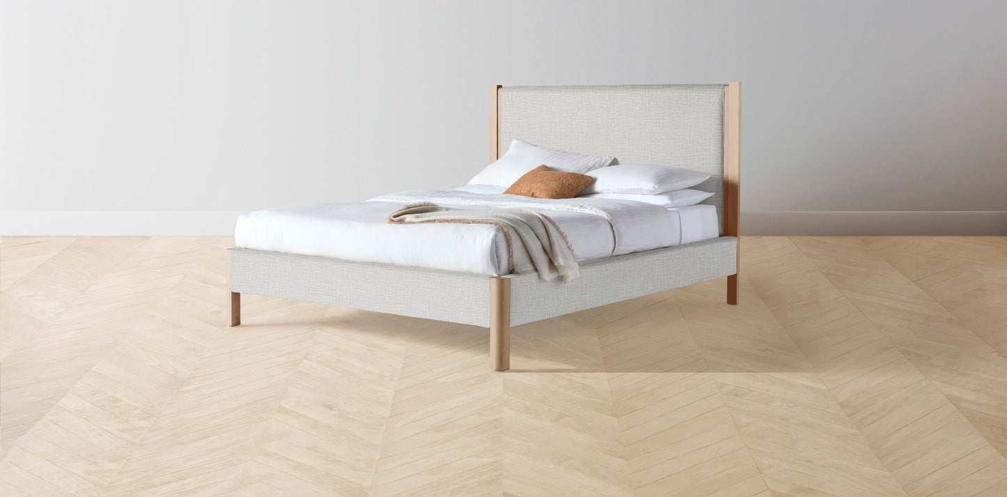 The Thompson - Performance Woven Chenille Steel Bed - 48" Headboard - Muslin on reverse