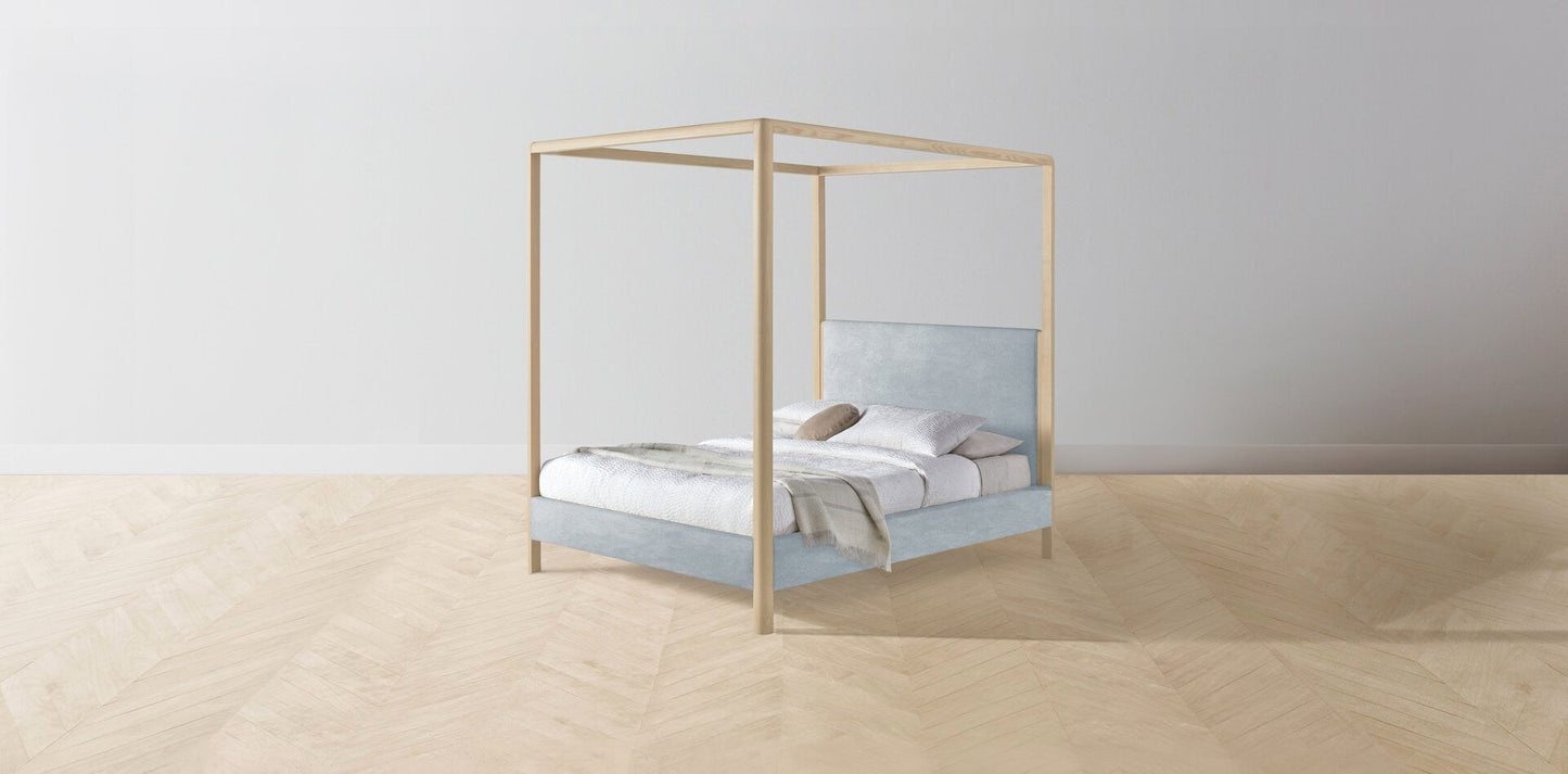 The Thompson - Performance Velvet Sky Canopy Bed - 48" Headboard - Muslin on reverse