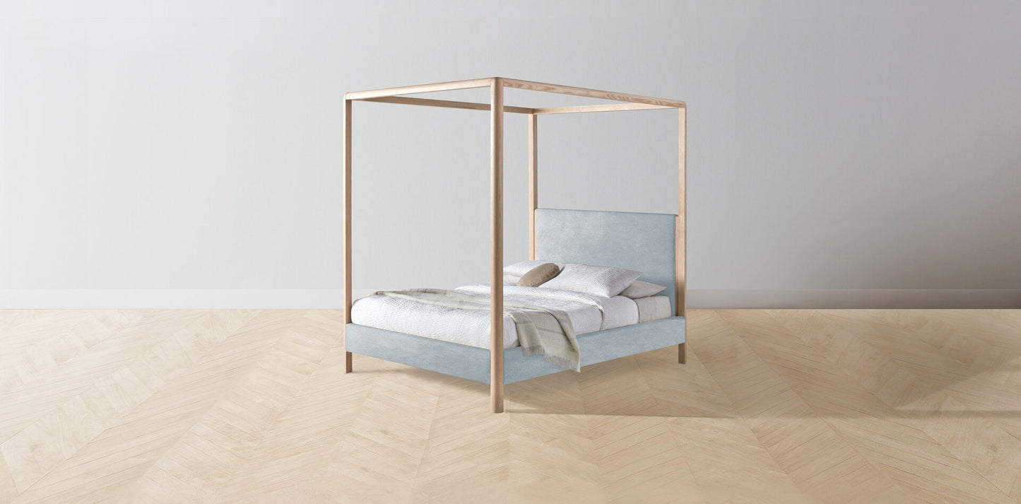 The Thompson - Performance Velvet Sky Canopy Bed - 48" Headboard - Muslin on reverse