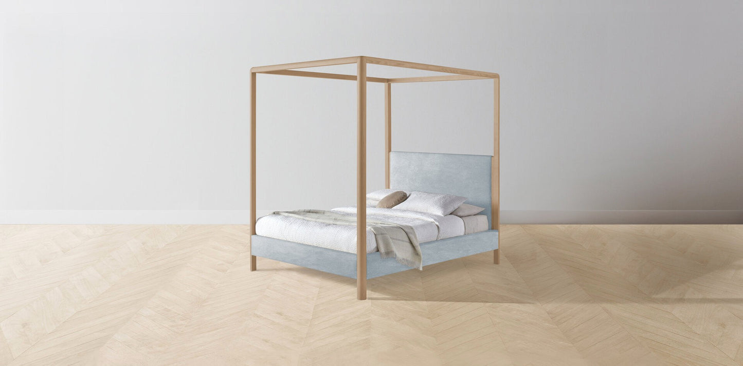 The Thompson - Performance Velvet Sky Canopy Bed - 48" Headboard - Muslin on reverse