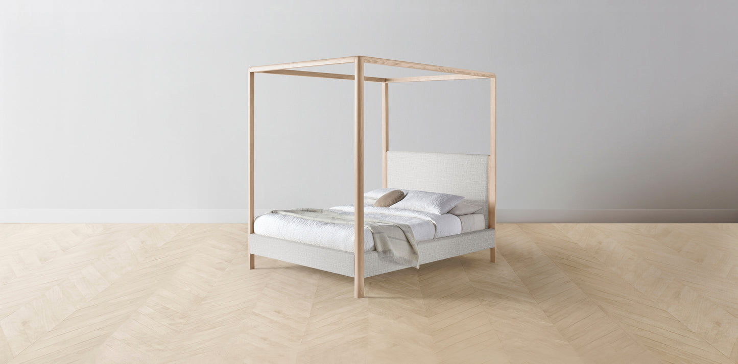 The Thompson - Performance Woven Chenille Steel Canopy Bed - 48" Headboard - Upholstered on reverse