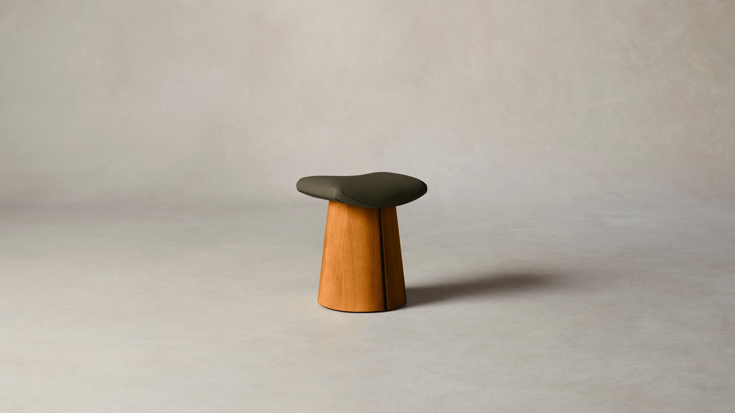 The Weston - Pebbled Leather Truffle Accent Stool