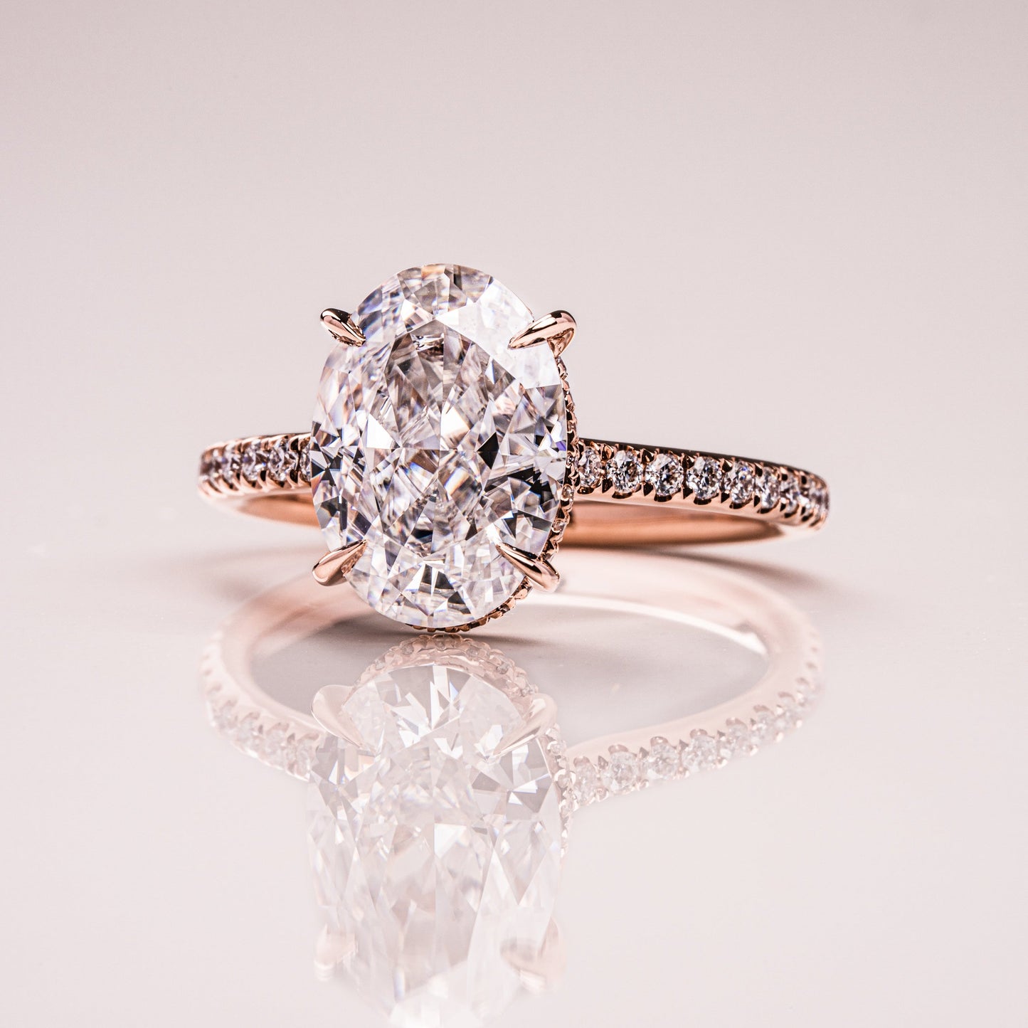 2.9 CT Oval Pave Moissanite Engagement Ring