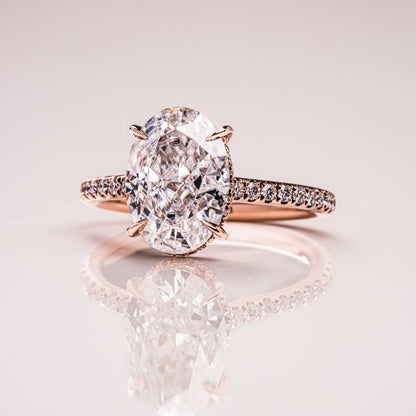 2.9 CT Oval Pave Moissanite Engagement Ring