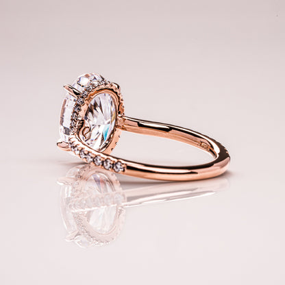 2.9 CT Oval Pave Moissanite Engagement Ring