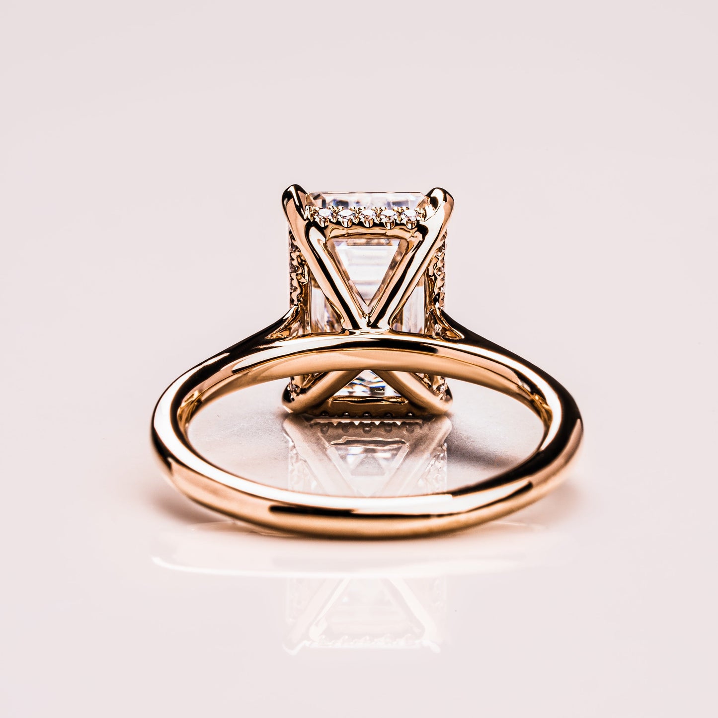 3.24 CT Emerald Hidden Halo Moissanite Engagement Ring