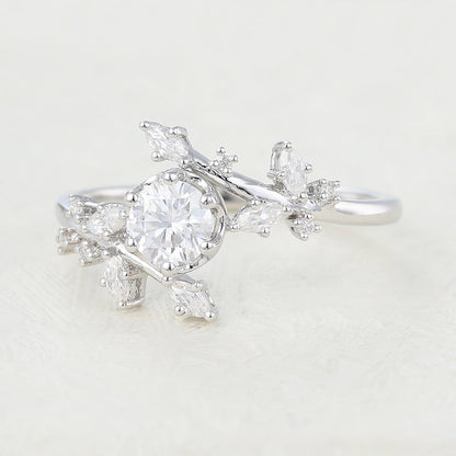 0.41 CT Round Cluster Lab-Grown Diamond Engagement Ring