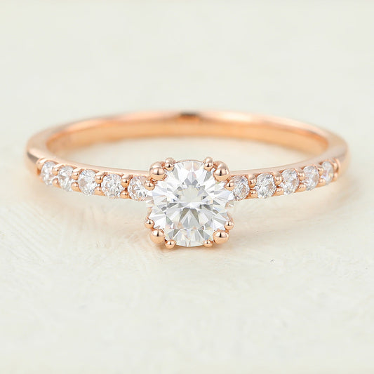 0.41 CT Round Pave Lab-Grown Diamond Engagement Ring