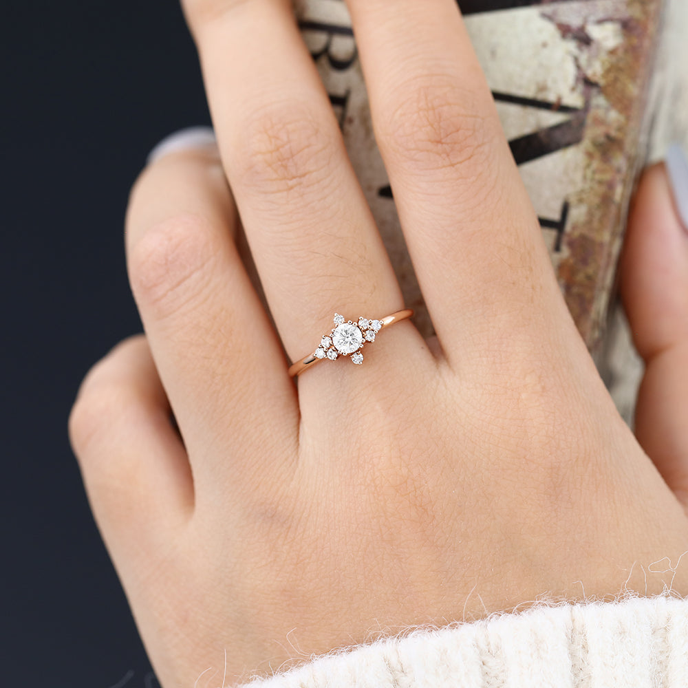 0.22 CT Round Cluster Lab-Grown Diamond Engagement Ring