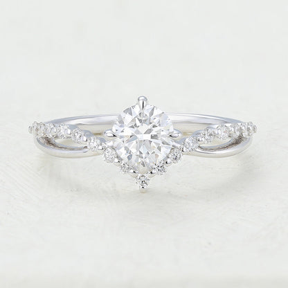 0.41 CT Round Pave & Split Shank Lab-Grown Diamond Engagement Ring