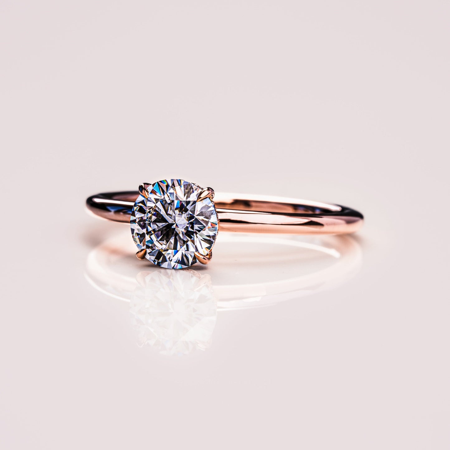 1.6 CT Round Hidden Halo Moissanite Engagement Ring