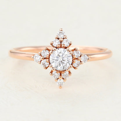 0.22 CT Round Cluster Lab-Grown Diamond Engagement Ring
