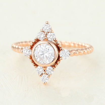 0.41 CT Round Cluster Lab-Grown Diamond Engagement Ring