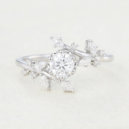 0.41 CT Round Cluster Lab-Grown Diamond Engagement Ring