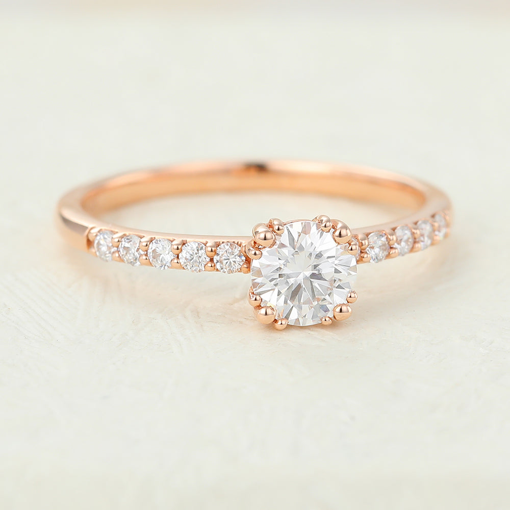 0.41 CT Round Pave Lab-Grown Diamond Engagement Ring