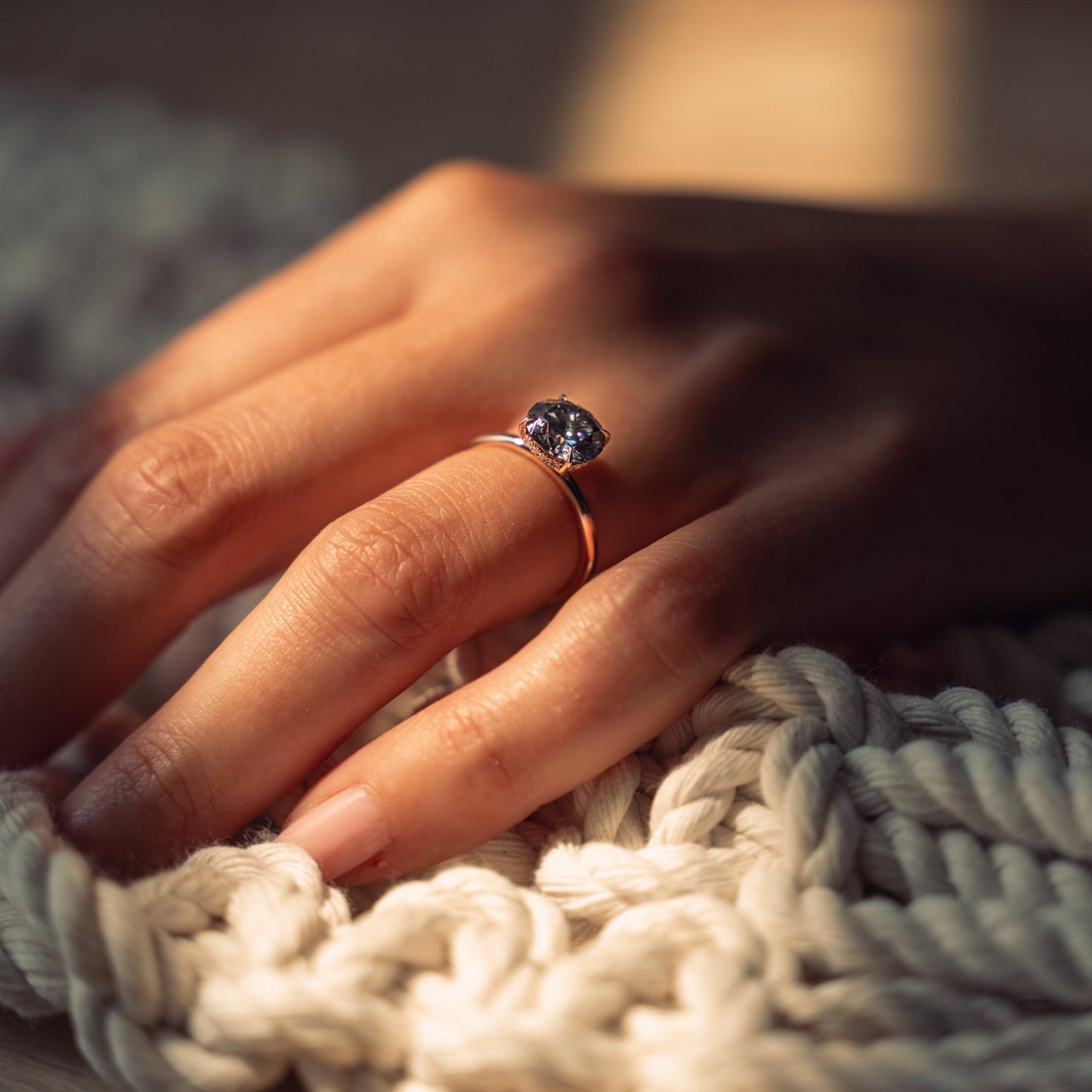 1.6 CT Round Hidden Halo Moissanite Engagement Ring