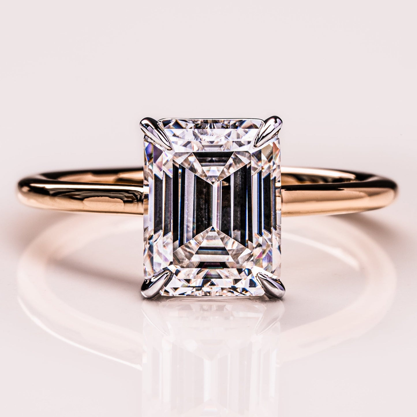 2.3 CT Emerald Solitaire Moissanite Engagement Ring