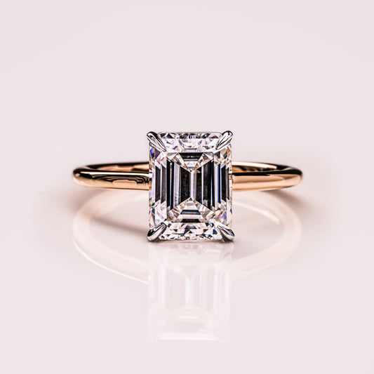 2.3 CT Emerald Solitaire Moissanite Engagement Ring