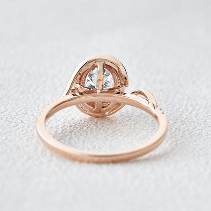 1.33 CT Oval Halo & Pave Lab Grown Diamond Engagement Ring