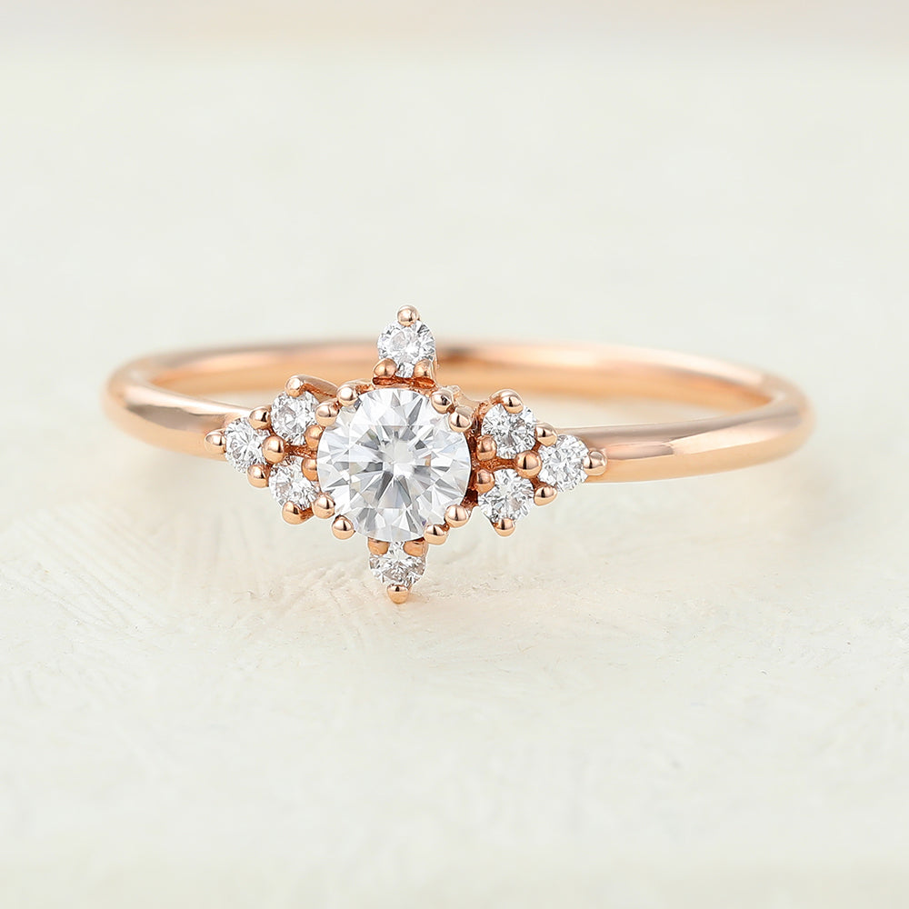 0.22 CT Round Cluster Lab-Grown Diamond Engagement Ring