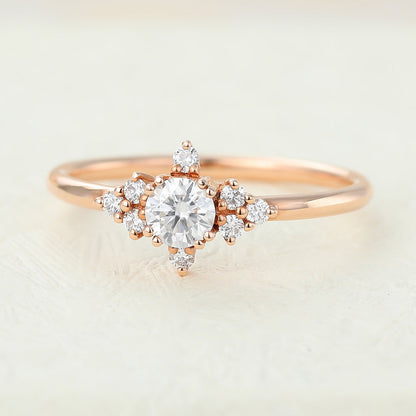 0.22 CT Round Cluster Lab-Grown Diamond Engagement Ring