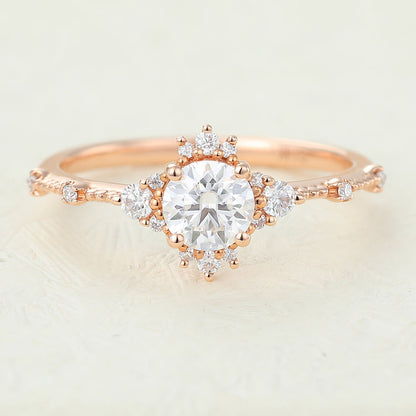 0.41 CT Round Cluster Lab-Grown Diamond Engagement Ring