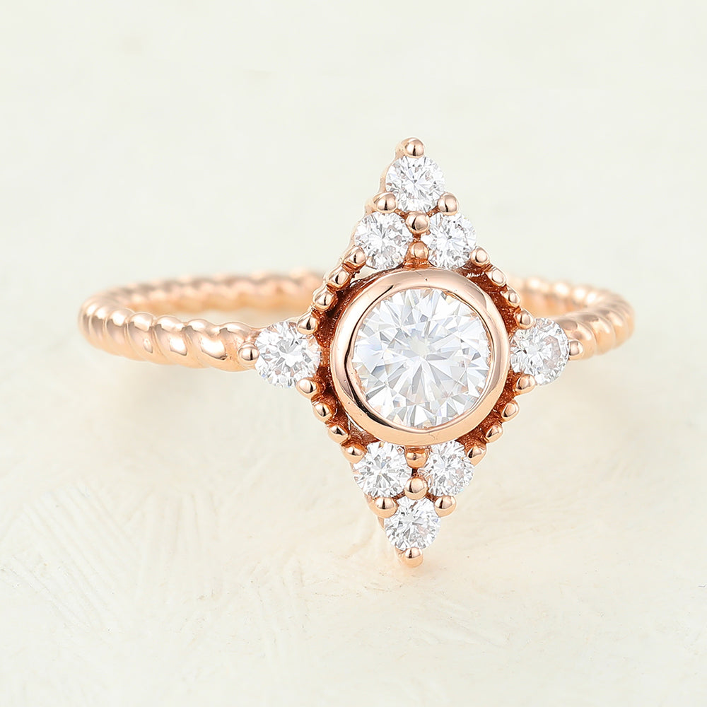 0.41 CT Round Cluster Lab-Grown Diamond Engagement Ring
