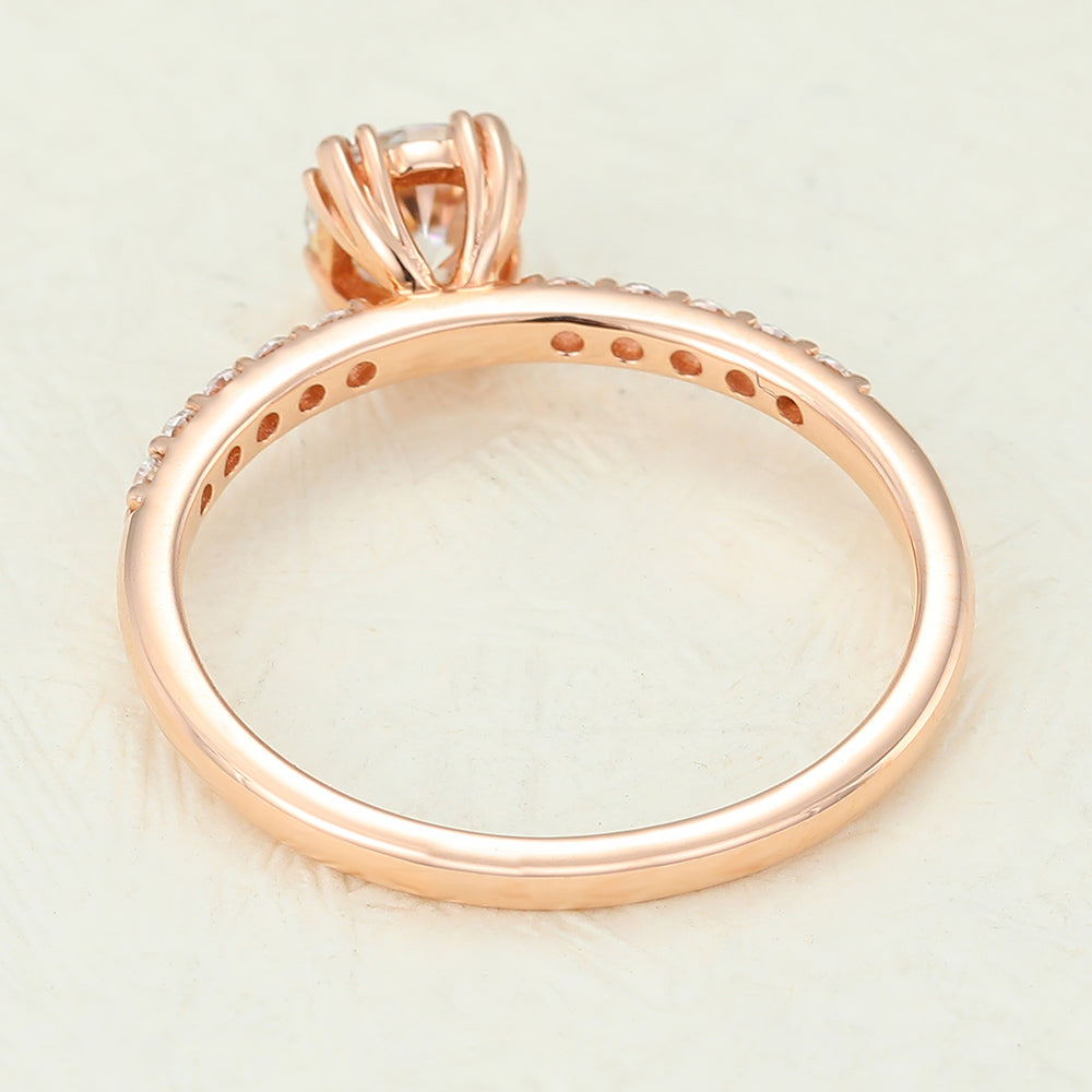 0.41 CT Round Pave Moissanite Engagement Ring