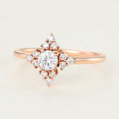 0.22 CT Round Cluster Moissanite Engagement Ring
