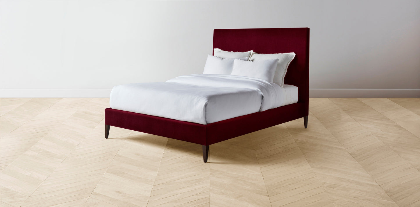 The Essex  - Mohair Crimson Bed - 60" Headboard - Upholstered on reverse