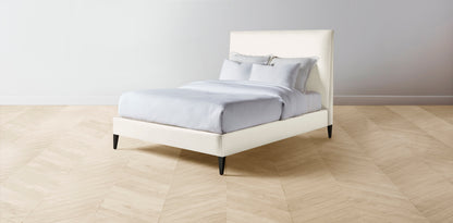 The Essex  - Pebbled Leather Swan Bed - 60" Headboard - Muslin on reverse