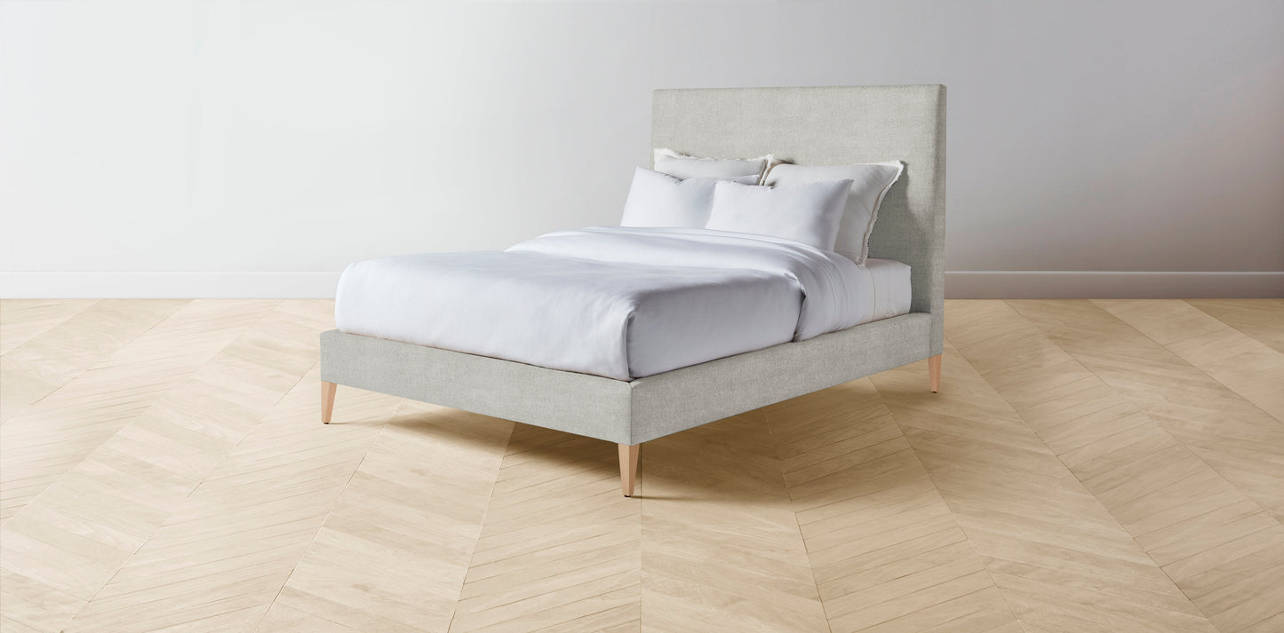 The Essex  - Performance Melange Weave Flint Bed - 56" Headboard - Upholstered on reverse