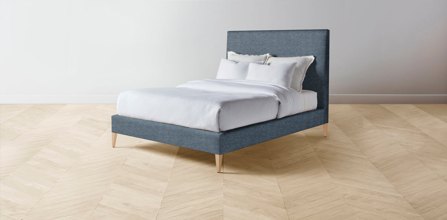 The Essex  - Performance Stonewashed Linen Chambray Bed - 56" Headboard - Upholstered on reverse