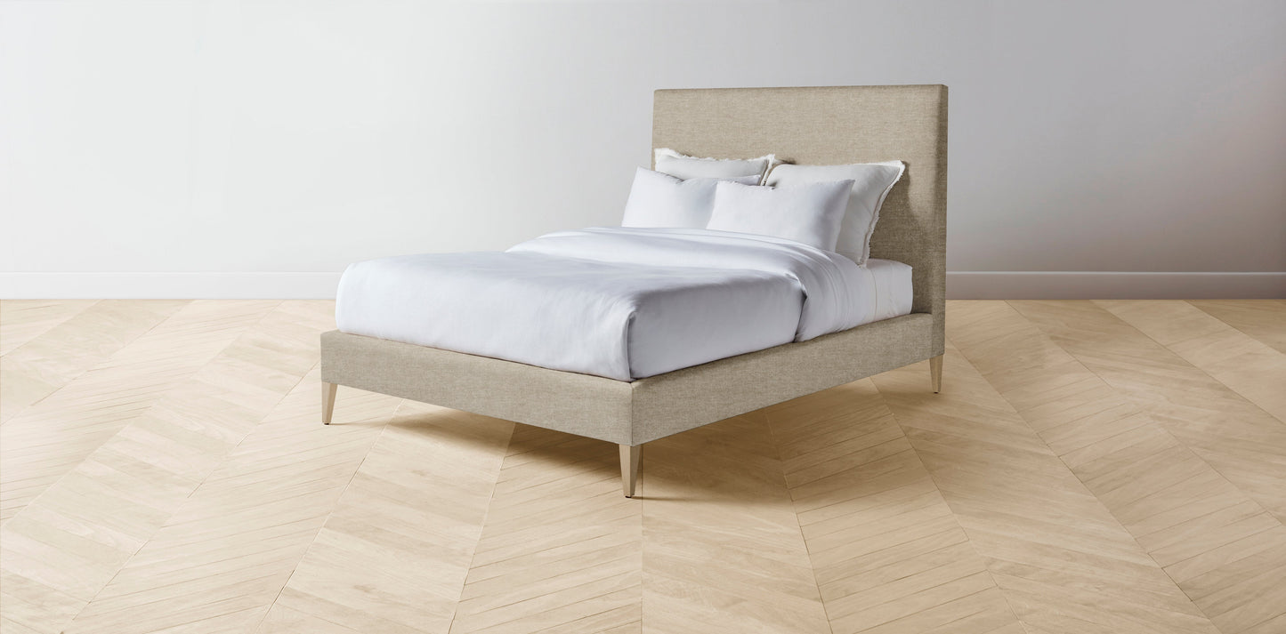 The Essex  - Performance Stonewashed Linen Clamshell Bed - 50" Headboard - Muslin on reverse