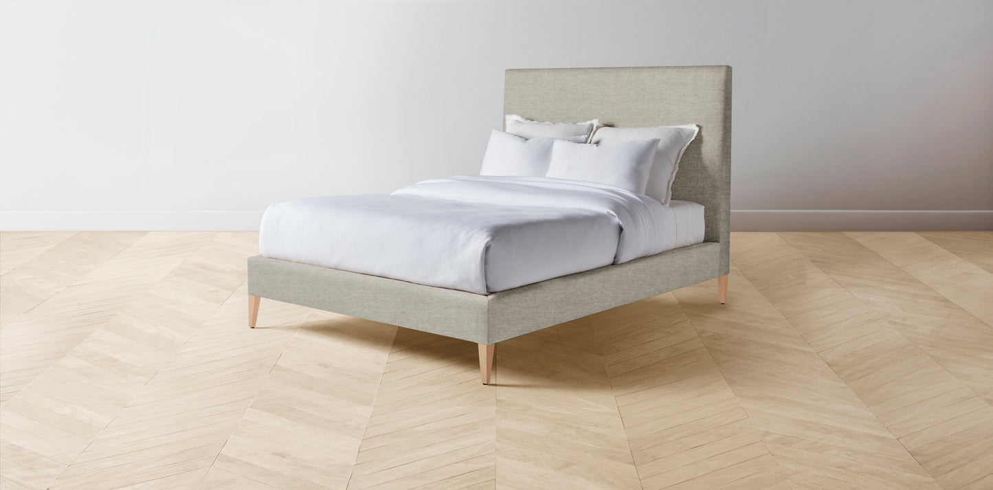 The Essex  - Performance Stonewashed Linen Dew Bed - 56" Headboard - Upholstered on reverse