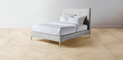 The Essex  - Performance Textured Tweed Alpine Bed - 60" Headboard - Muslin on reverse