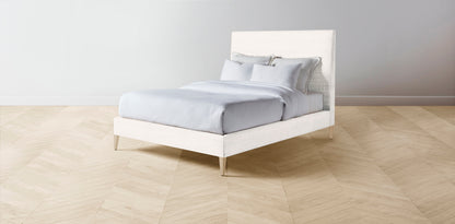 The Essex  - Performance Textured Tweed Snow Bed - 56" Headboard - Upholstered on reverse