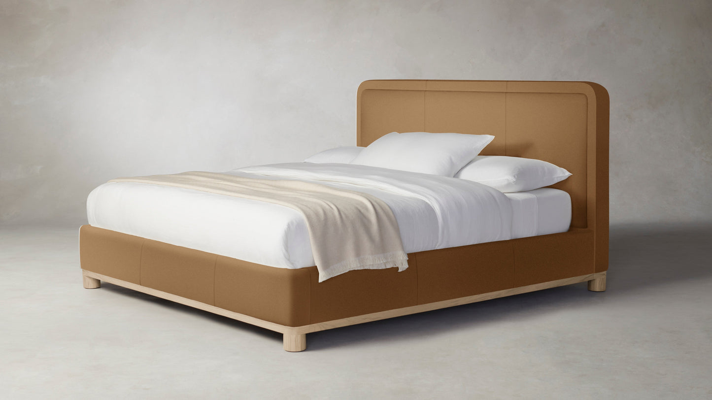 The Kent  - Pebbled Leather Latte Bed - 41" Headboard