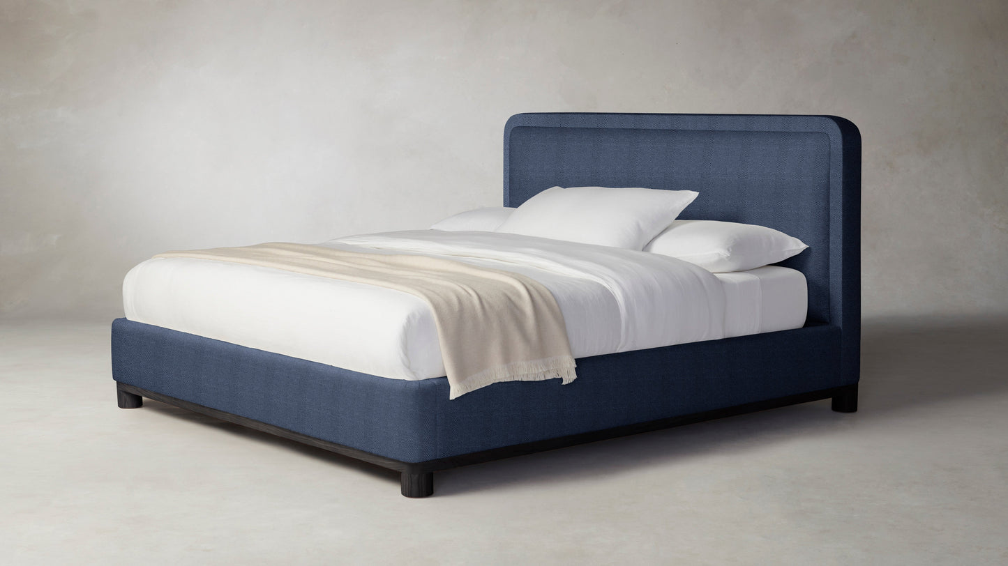 The Kent  - Performance Chevron Indigo Bed - 53" Headboard