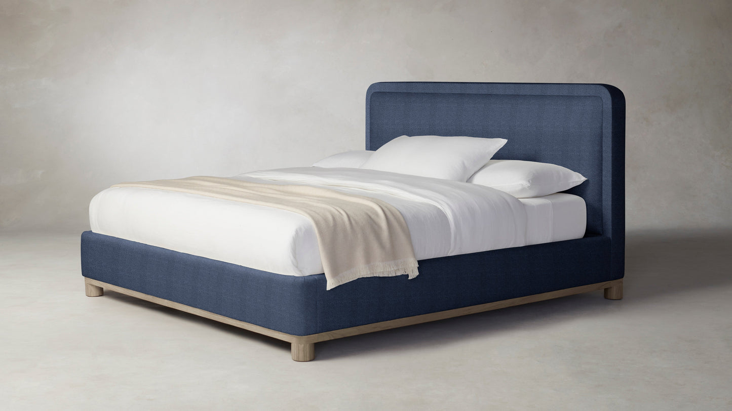 The Kent  - Performance Chevron Indigo Bed - 53" Headboard