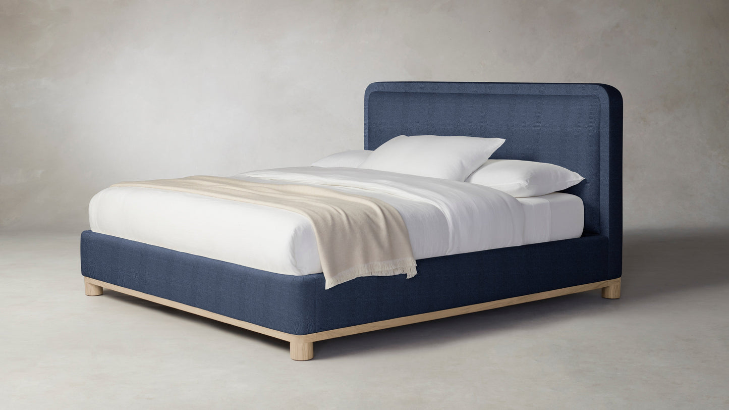 The Kent  - Performance Chevron Indigo Bed - 47" Headboard