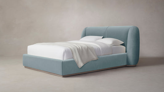 The Smith  - Mohair Slate Blue Bed - 42" Headboard