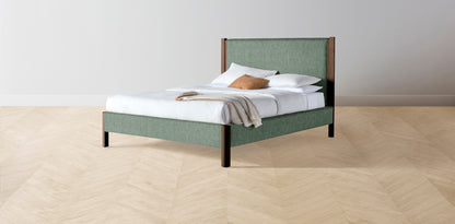 The Thompson  - Performance Stonewashed Linen Aspen Bed - 48" Headboard - Muslin on reverse