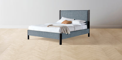 The Thompson  - Performance Stonewashed Linen Chambray Bed - 48" Headboard - Muslin on reverse