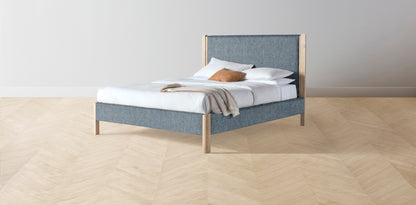 The Thompson  - Performance Stonewashed Linen Chambray Bed - 48" Headboard - Muslin on reverse